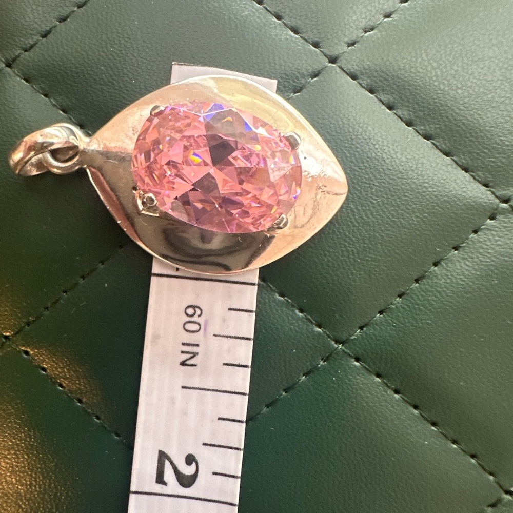Large Pink Gemstone Pendant - Picture 13 of 14